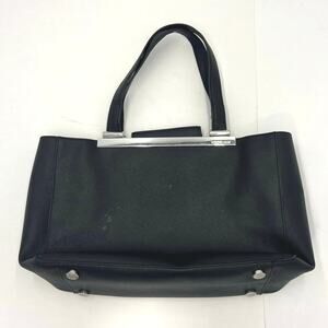 Michael Kors Black Leather Tilda Saffiano Top Handle Silver Medium Bag Tote